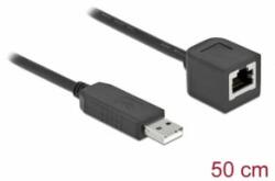 Delock Soros kapcsolati kábel FTDI chipszettel, USB 2.0 A-típusú apa - RS-232 RJ45 anya, 50 cm hossz (64163) - aqua