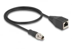 Delock Kábel M12 X kódolt 8 tűs apa - RJ45 anya PVC 0, 5 m (60623)