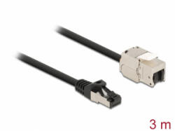 Delock Kábel RJ45 apa - Keystone modul RJ45 anya Cat. 6A, 3 m hosszú, fekete (87029) - aqua