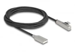 Delock Kábel USB 2.0 A-típusú apa - USB Type-C apa hajlított, LED fénnyel és gyors töltő funkcióval 60 W 2 m (80767)