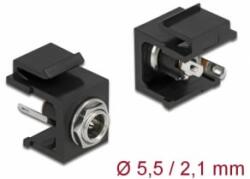 Delock Keystone modul, DC 5, 5 x 2, 1 mm-csatlakozóhüvely, fekete (86849) - aqua