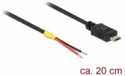 Delock USB 2.0-s kábel Micro-B-csatlakozódugóval > 2 db nyitott vezetékkel, 20 cm Raspberry Pi (85541) (85541) - aqua