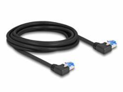 Delock RJ45 hálózati kábel Cat. 6A S/FTP balra hajló 3 m fekete (80212)