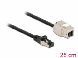 Delock Kábel RJ45 apa - Keystone modul RJ45 anya Cat. 6A, 25 cm hosszú, fekete (87022) - aqua