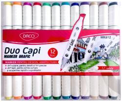 Daco Marker grafic Duo Capi color Daco MK612, Set 12 culori (MK612)