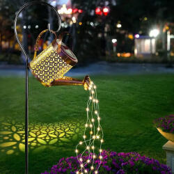 Napelemes locsolókanna LED lámpás, vízsugár-effekttel, meleg fehér IP44 (BCT-02407)