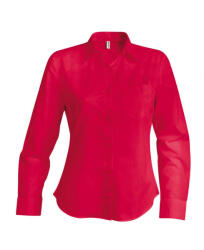 Kariban Női blúz Kariban KA542 Ladies' Long-Sleeved Cotton poplin Shirt -3XL, Classic Red