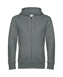 B&C Collection Férfi kapucnis hosszú ujjú pulóver B and C KING Zipped Hooded 2XL, Heather Mid Szürke