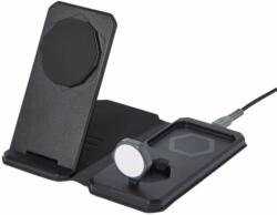  UAG 3 az 1-ben utazási töltő 15 W vezeték nélküli töltő MagSafe-el + kábellel + rendezővel - fekete (148642)