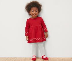 Tchibo 2 termo harisnyanadrág kisgyerekeknek, balerina 1x fekete fehér jacquard pöttyökkel, 1x fehér piros jacquard cipőcske mintával 86/92
