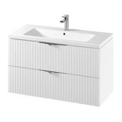 Cersanit Set dulap baie suspendat 2 sertare lavoar inclus, 100 cm, culoare alb mat, MDF, Cersanit Tirso (S801-542)
