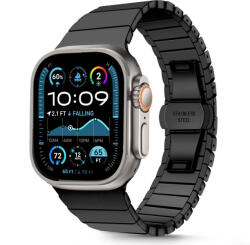 Apple Watch 4-6, SE, SE (2022) (42 / 44 mm) / Watch 7-9 (45 mm) / Watch 10 (46 mm) / Watch Ultra 1-2 (49 mm), fém pótszíj, TP LinkBand, fekete