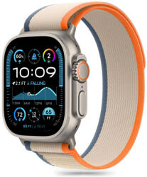 Apple Watch 4-6, SE, SE (2022) (42 / 44 mm) / Watch 7-9 (45 mm) / Watch 10 (46 mm) / Watch Ultra 1-2 (49 mm), textíl pótszíj, nylon, állítható, légáteresztő, TP Nylon, krém/narancssárga