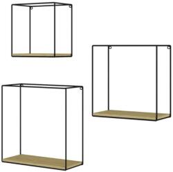 Livinity Hilde fali polc szett, 3 db, tölgy-fekete - mindentjoaron