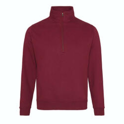 Just Hoods Uniszex 1/4 cipzáras galléros pulóver AWJH046, Burgundy-L (awjh046bu-l)