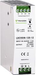 TRACON Alimentator cu montaj pe șină DIN, cu ieșire de CC reglabilă 90-264VAC, 2, 6A/DC12V, 10A/120W (LDCVDIN-120-12)