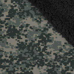 Takoy Țesătură softshell de iarnă, imitație lână de oaie neagră premium 20000/10000 camuflaj pixel verde
