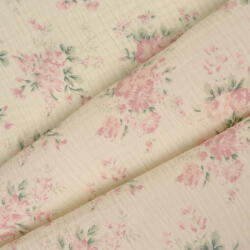 Takoy Dupla géz Bella ekrü rózsaszínű virágcsokorral