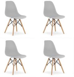 LEOBERT Set 4 scaune stil scandinav, Artool, Osaka, PP, lemn, gri, 46x54x81 cm (3313_1S)