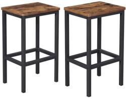 LEOBERT Set 2 scaune de bucatarie/bar, Artool, pal si otel, maro rustic, negru, 40x30x65 cm (2051_1)