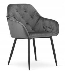 LEOBERT Scaun stil fotoliu bucatarie/living, Artool, Forio, catifea, metal, gri si negru, 61x55.5x81 cm (3644_1)