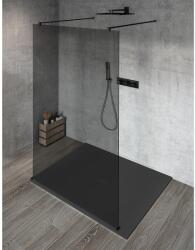 SAPHO VARIO BLACK Szabadon álló zuhanyfal merőleges merevítőkkel, füst üveg, 1000mm (GX1310GX2214)