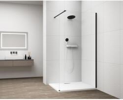 SAPHO ESCA BLACK MATT Walk-in zuhanyfal, falra szerelhető, transzparent üveg, 900mm (ES1090-02)