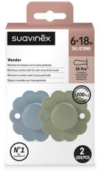 Suzeta fiziologica din silicon SX Pro Wonder, 6 - 18 luni, Verde Marine, 2 buc, Suavinex