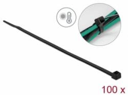 Delock Kábelkötöző ellenáll a forró hőmérsékletnek hossza 300 x szélessége 4, 8 mm, 100 db. Fekete (19556) - aqua