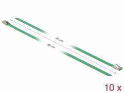 Delock Rozsdamentes Acél Kábelkötegek Hossza 500 x Szélesség 4, 6 mm zöld 10 db. (18804) - aqua