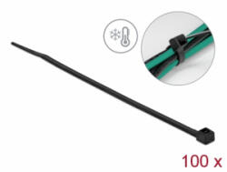 Delock Kábelkötöző ellenáll a hideg hőmérsékletnek hossza 150 x szélessége 3, 6 mm, 100 db. Fekete (19187) - aqua