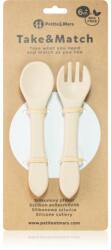 Petite&Mars Take&Match Silicone Cutlery tacâmuri Desert Sand 6 m+ 2 buc Set pentru masa bebelusi