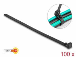 Delock Kábelösszekötő újrahasznosítható hőálló hossza 300 mm, szélessége 7, 6 mm, 100 db. Fekete (19066) - aqua
