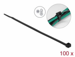 Delock Kábelkötöző ellenáll a forró hőmérsékletnek hossza 380 x szélessége 4, 8 mm, 100 db. Fekete (19557) - aqua