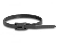 Delock Kábelkötegelő lapos fejrésszel hossza 370 mm szélessége 7, 6 mm, 100 db. Fekete (19503)