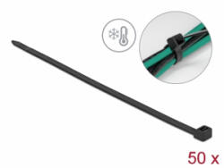 Delock Kábelkötöző ellenáll a hideg hőmérsékletnek hossza 380 x szélessége 7, 6 mm, 50 db. Fekete (19228) - aqua