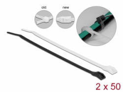 Delock Kábelkötegelő lapos fejrésszel hossza 280 mm szélessége 4, 6 mm, 100 db. (19490) - aqua