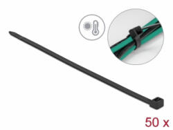 Delock Kábelkötöző ellenáll a forró hőmérsékletnek hossza 380 x szélessége 7, 6 mm, 50 db. Fekete (19558) - aqua
