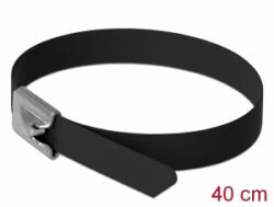Delock Rozsdamentes Acél Kábelkötegek Hossza 400 x Szélesség 7, 9 mm fekete 10 db. (18815) - aqua