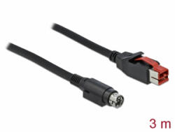 Delock PoweredUSB kábel apa 24 V > Mini-DIN 3 tűs apa 3 m, POS nyomtatókhoz és csatlakozókhoz (85947) - aqua