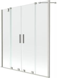 Mexen Velar Duo, csúszó 2 szárnyas kádparaván 140x150 cm, 8mm átlátszó üveg, szálcsiszolt nikkel, 896-140-000-02-97 (896-140-000-02-97)
