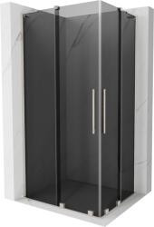 Mexen Velar L Duo, zuhanykabin tolóajtóval 90 x 80 cm, 8mm szürke üveg, csiszolt acél, 871-090-080-02-43-97 (871-090-080-02-43-97)