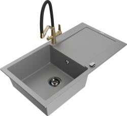 Mexen Leo, 1 kamrás gránit mosogató 900x500x190 mm és Duo mosogató csaptelep, szürke, 6501-71-671701-57-B (6501-71-671701-57-B)