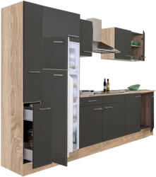 Leziter Yorki Konyhabútor Sonoma Tölgy/Antracit - 300 cm (HOL300STAN-FF)