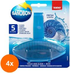 Sano Set 4 x Odorizant Toaleta Solid Sano Bon 5 in 1 Fresh, Blue, 55 g (ROC-4xMAGT1000442TS)