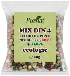 Pronat Foil Pack Mix din 4 feluri de Piper Negru, Alb, Rosu si Verde, Bio, 50 g, Pronat
