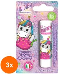 Naturaverde Set 3 x Balsam de Buze Naturaverde Be a Unicorn, Capsuni, 5.7 ml