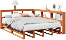vidaXL barna tömör fenyőfa könyvespolcos ágy matrac nélkül 150 x 200cm (3324498) - vidaxl