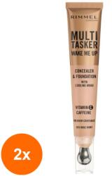 Rimmel London Set 2 x Fond de Ten si Concealer Rimmel London Multi-Tasker Wake Me Up, 025 Rose Ivory, 20 ml (ROC-2xCOR1020503MF)