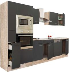 Leziter Yorki Konyhabútor - Sonoma Tölgy/Antracit - 300cm (L310STAN)